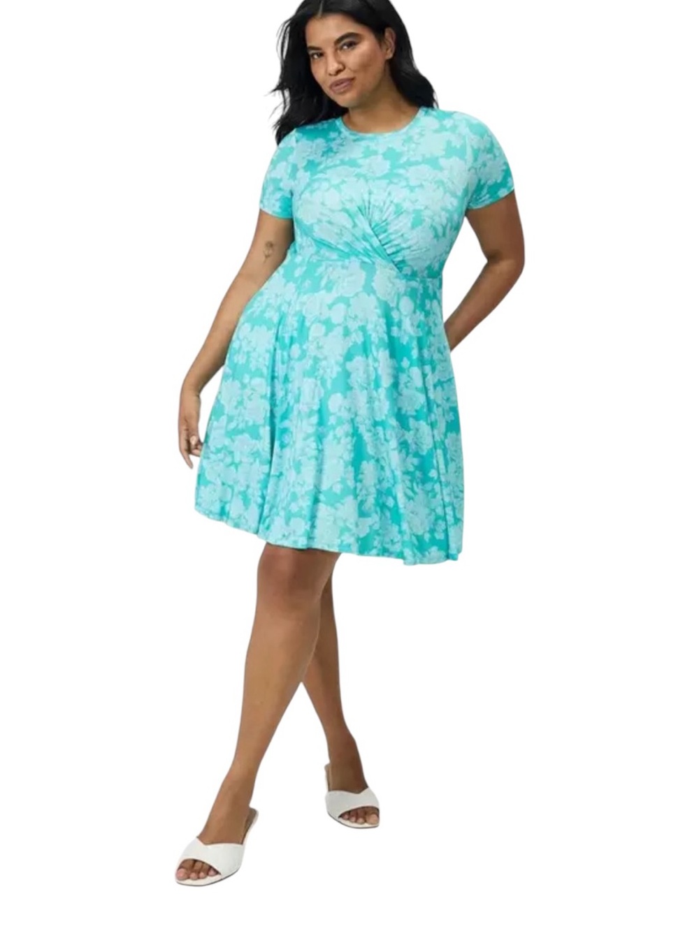 Torrid turquoise print skater dress size 1-1X/14-16